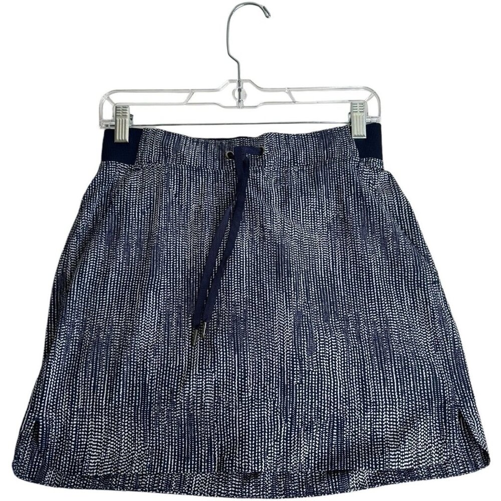 ATHLETA Womens Size 0 Skort Skirt Pickleball Hike Midtown Batik Print Golf Navy